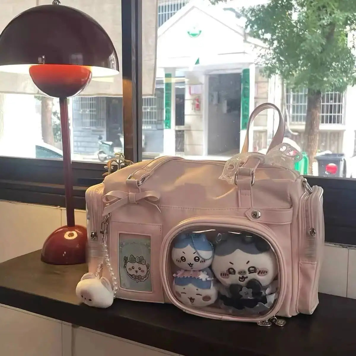 Y2K New Bow Ita Shoulder Bags Sweet Girl Transparent Bag Large Capacity Comic Exhibition Crossbody Bag Cute DIY Display Handbags