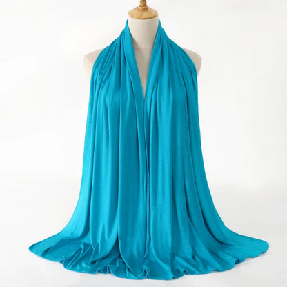 Womens Muslim Ramadan Fashion Modal Cotton Jersey Hijab Womens High Quality Solid Color Soft Hijab Long African Scarf