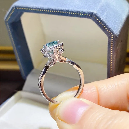 100% Original Certified 18K platinum PT950 Royal Manor 2 Carat Green Moissanite Ring Diamond Ring Comes with Certificate