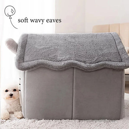 Winter Folding Pet House Kennels for Small to Medium Dogs And Cats Beds Maternity Puppy Baskets Soft Cozy Warm Shelter Mat Pet