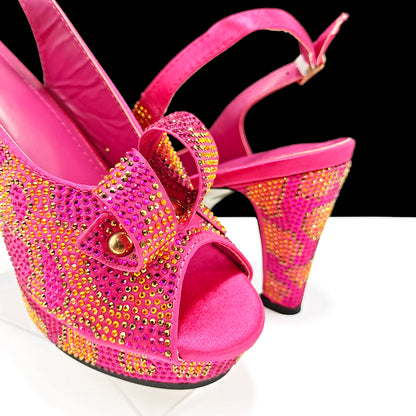 Nigerian Fashion Design Girly Style Party Shoes And Bag Sexy High Heels And Full Diamond Dual Purpose Mini Bag Women's Shoes