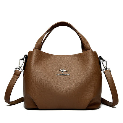 Genuine Soft PU Leather Handbags for Women Vintage Shoulder Tote Bag Luxury Designer Ladies Large Capacity Purse Bags Sac A Main