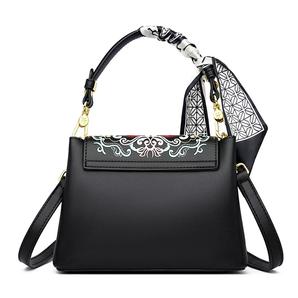Fashion Embroidery Shoulder Bag Women Designer High Quality Leather Handbag Purse Ladies Small Crossbody Messenger Bag Female