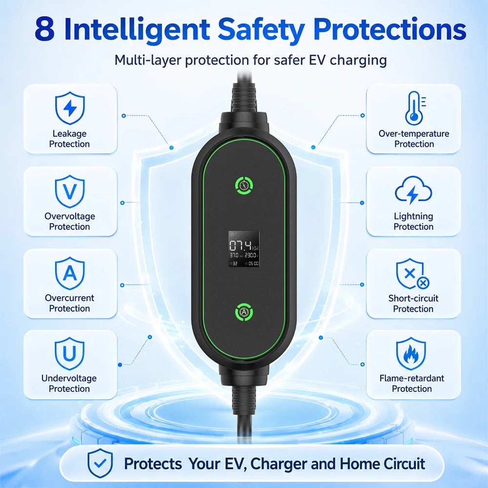 EVESLink 7KW Type2 Portable Electric Vehicle Charging GBT 32A 1Phase Car Fast Charger with 5M Cable for EV Cars