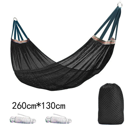 Outdoor Hammock with Ice Silk Mesh, Swing Bent Pole Anti-Tip Camping Travel Accessories