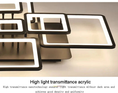 Creative Grid LED Ceiling Light Luxury Villa Hall Black Living Room Decor Dining Room Ceiling Chandelier Home Lustre Fixture