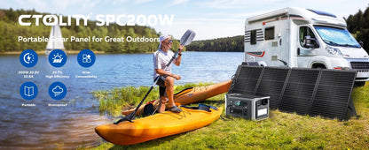 CTOLITY 1800W Camping Portable Power Station Outdoor 1024Wh Lifepo4 AC Outdoor Solar Generator 200W 20.5V Flexible Solar Panel