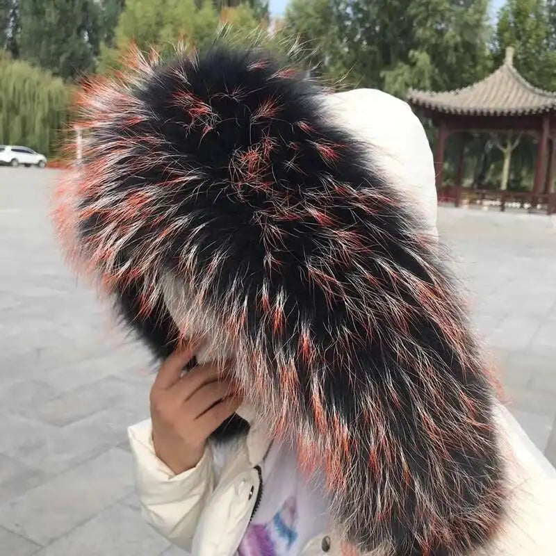 2025 Winter Raccoon Fur Collar Women Men Luxury Natural Fur Hood Trim Decors For Coat Jacket  Genuine Real Fur Shawls Scarves
