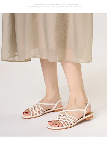 ZAROY Luxury Gold Gladiator Flat Sandals Woman Summer Narrow Band Open Toe Roman Shoes Casual Strap Sandalia Zapatos босон