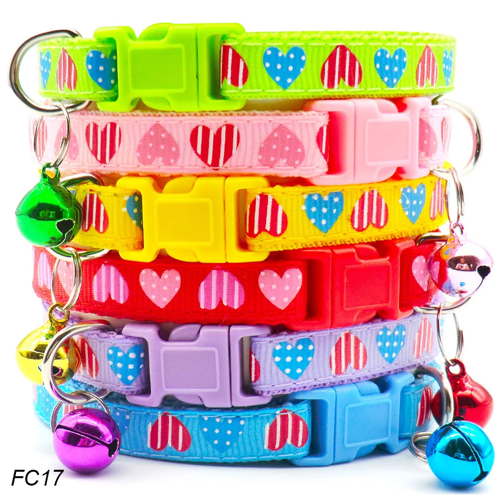 100Pcs Dog Collar With Bells Adjustable Customize Necklace Puppy Kitten Collar Accessories Pet Shop Products Rabbit Neck Strap