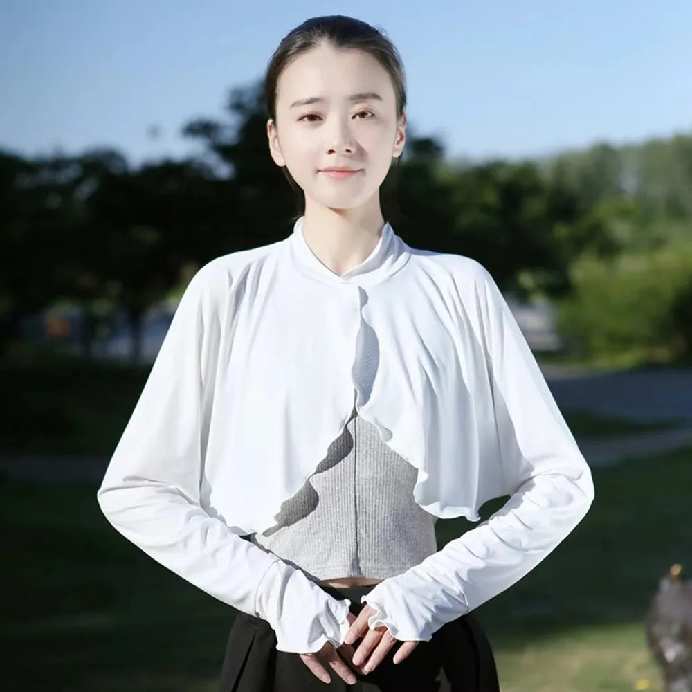 New Casual Women's Sunscreen Shawl Solid Color Breathable Sunscreen Capes Long-sleeve Ice Silk Thin Coat Summer Outdoor