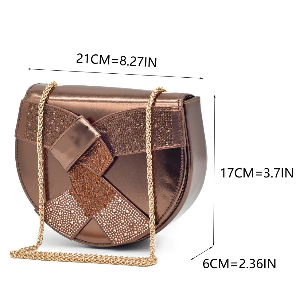 Latest Shoes and Bags Set for Women 2026 Italian High Heels Luxury Shoe and Bag Set for Party in Women Full Rhinestone Pumps