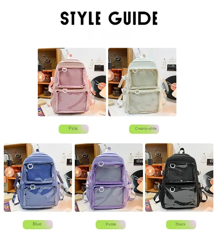 Japanese Kawaii Itabag Women New 2026 Transparent Backpack Women Large Capacity Ita Backpack School Bags for College Student JK