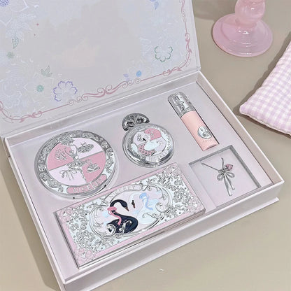 NICEKEY Makeup Sets Include 1*Lip Stain,1*Pressed Powder,1*Highlight Powder,1*Eyeshadow Palette With Necklace Gift Cosmetics Kit