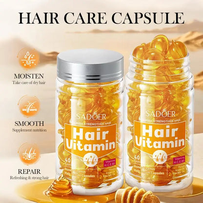 Hair Care Essence Capsules Bee-Infused For Women & Men Hair Care Oil Smooth Repair Damaged Hair Treatment Serum,Vitamin A,E,H,B5