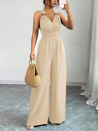 Jumpsuits women 2026 rompers new features fashion sexy V-neck backless cross-belt, wide-leg jumpsuit jumpsuits women's clothing