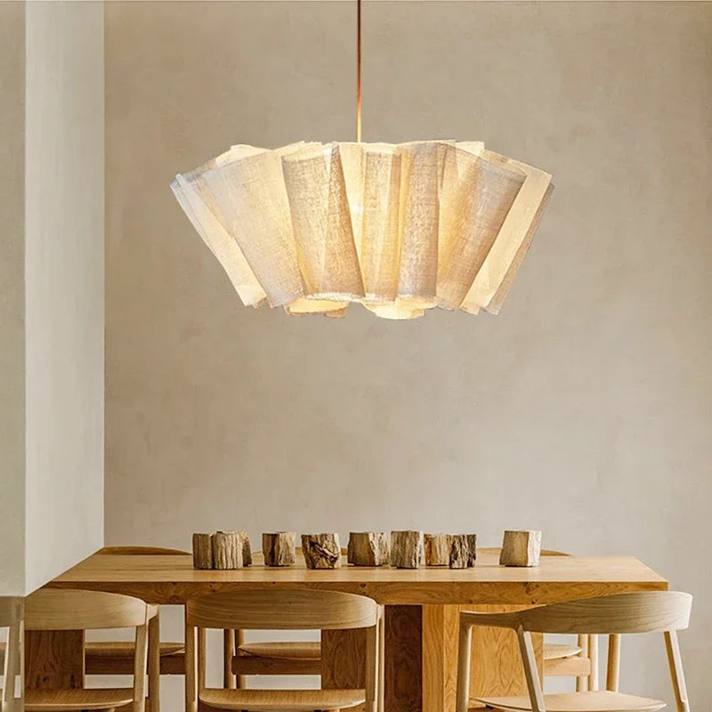 Japanese Wabi-Sabi Style Fabric Chandeliers Medieval Vintage Tea Room Restaurant Pendant Lights Lighting Bedroom Lustre Lamps