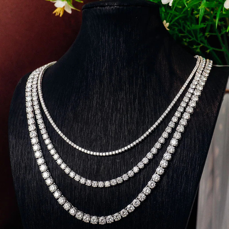 Provence Moissanite Necklace for Women Man Sterling Silver Link Chain 2/3/4/5/6 mm D Color VVS1 S925 Tennis Necklace for Ladies
