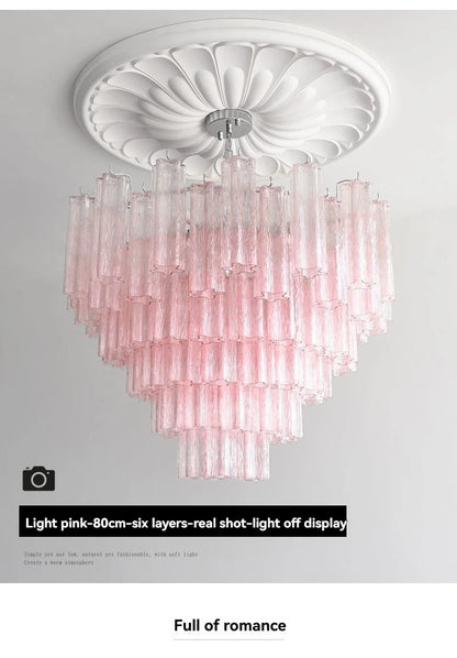Designer Murano Ceiling Chandeliers Pink Colorful Glass LED Hanging Pendant Lights for Living Dining Room Bar Villa Art Lighting