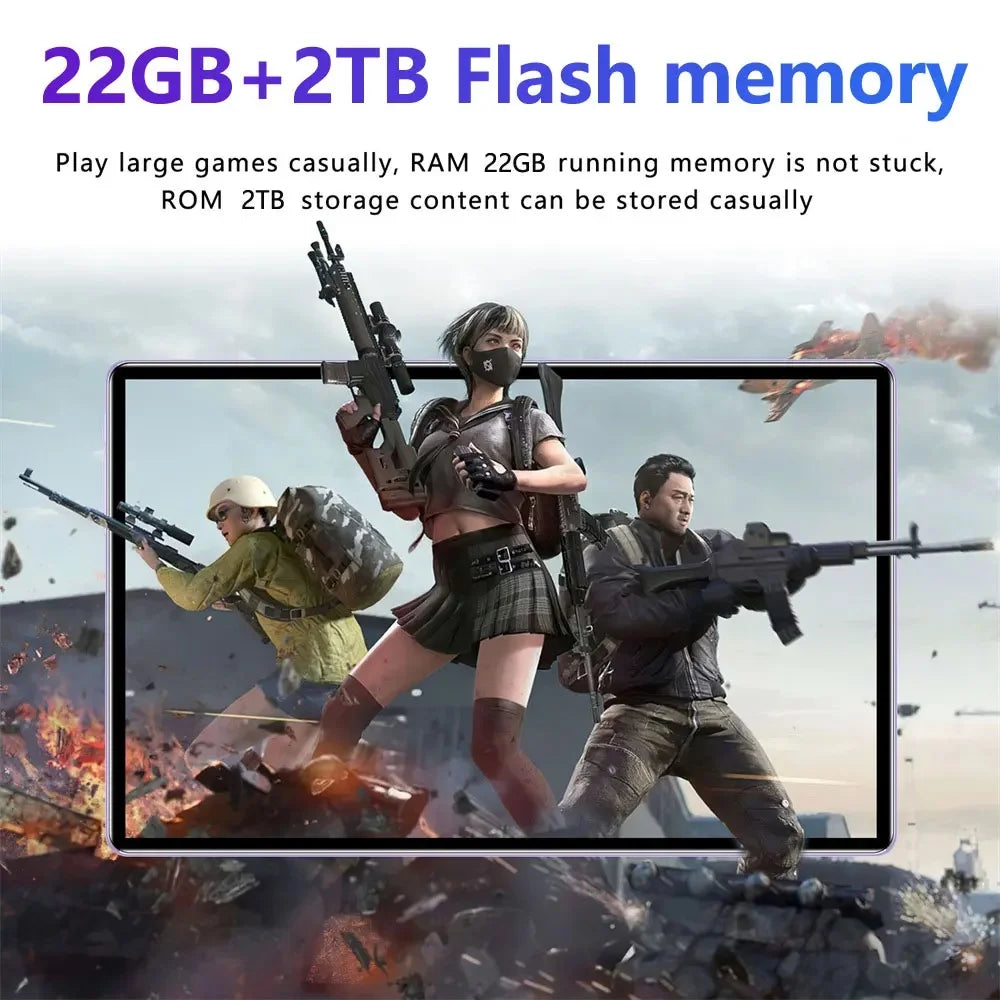 2026 5G Tablet Android 15 Brand New 11 inch 22GB RAM 2TB ROM Tablet Android 15 20000mAh 10Core WIFI Bluetooth Network Tablet