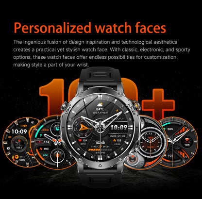 New 1400mAh Big Battery Smart Watch Men Outdoor GPS Flashlight IP68 Waterproof Bluetooth Call AMOLED Military Sports Smartwatch