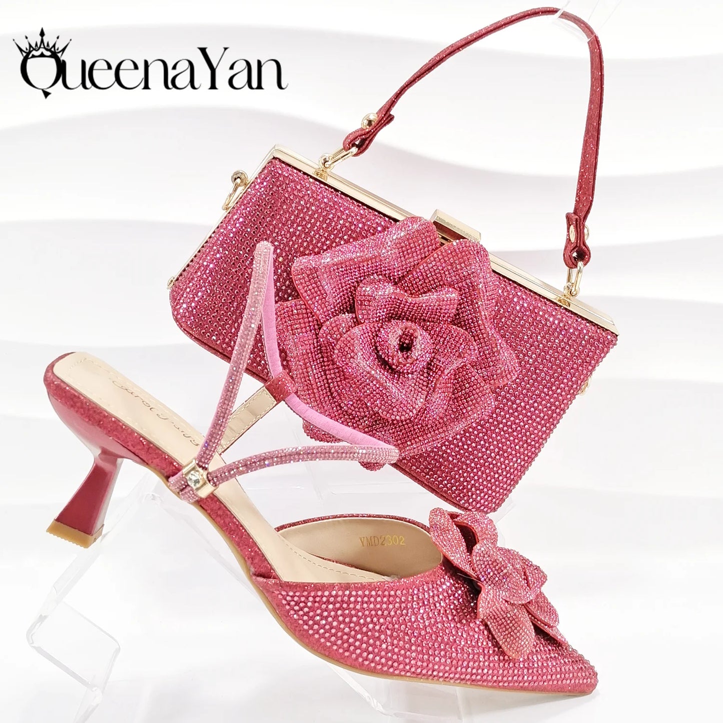 2026 Large Flower Design Shoes & Bag Nigerian Coffee Color Women's Stiletto Shoes For Special Good Time INS Style