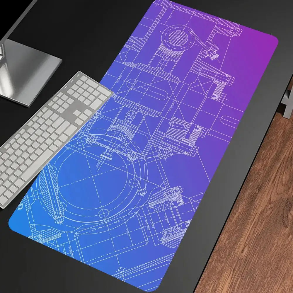 Mechanical Drawing Mouse Pad Gaming Accessory Large HD Mousepad XXL MousePad Natural Rubber Carpet Non-Slip Table Mat Office Rug