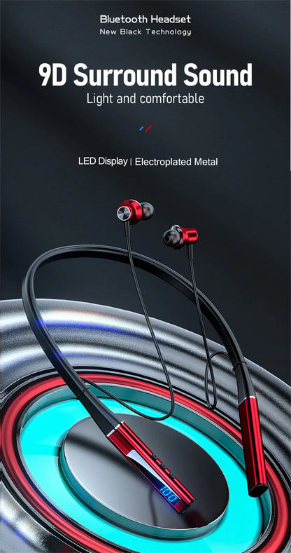 EARDECO 100 Hours Playback Bluetooth Headphone Bass Inear Wireless Headphones Neckband Earphones Headphones Sport Stereo TF Card