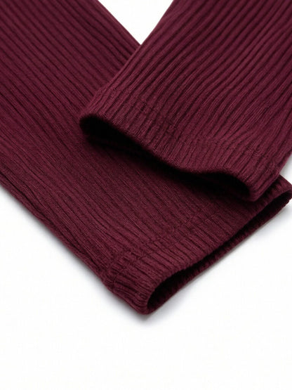 Women High Stretch Ribbed Knit Long Sleeve Jumpsuit Deep V Neck Slim Fit Tight Full Length Bodysuit Pants Casual Club Outfit