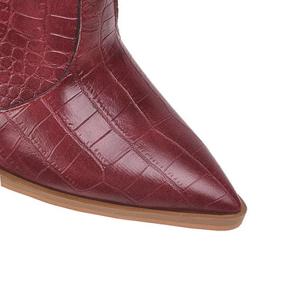 Fish Scales Pattern Leather Boots Women Custom Pointed Toe Thick High Heel Ladies Ankle Boots Fashion Dress Shoes Women  WSH3463