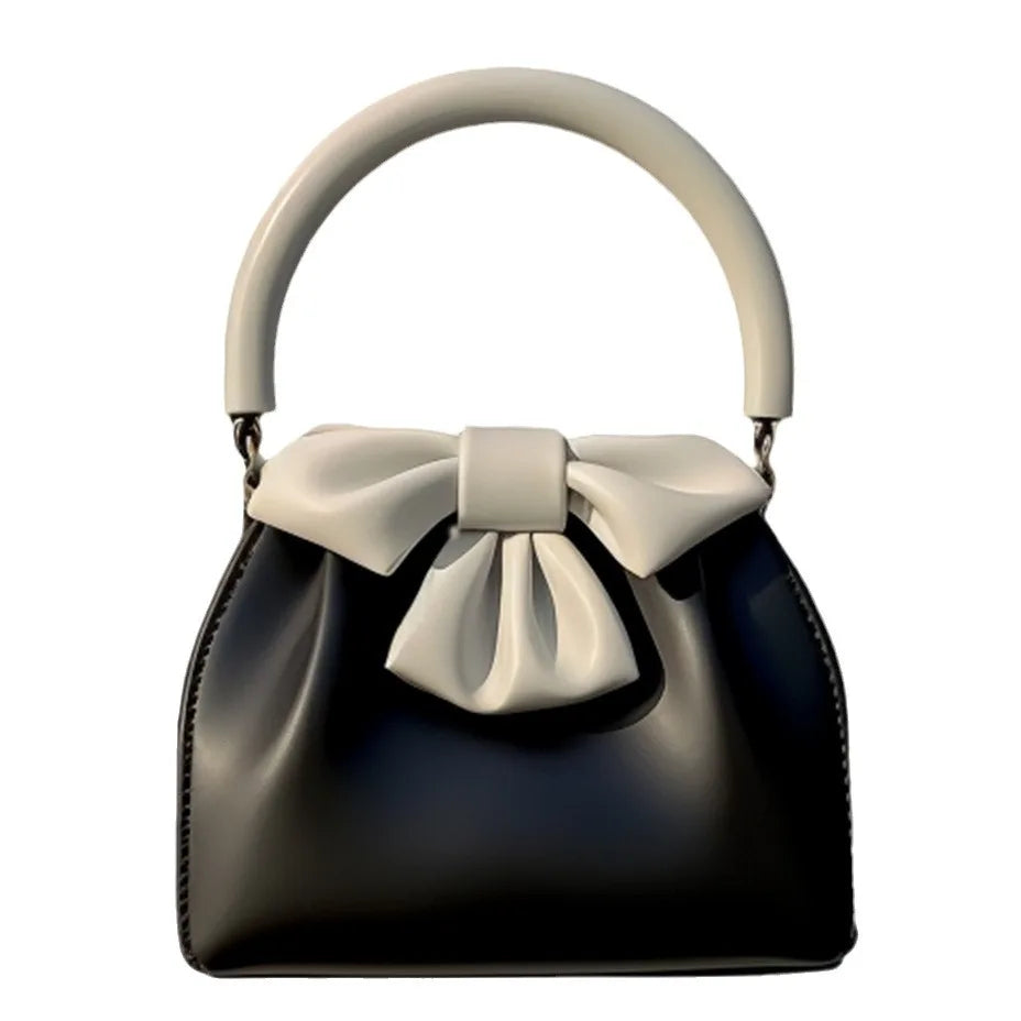 Handbag Textured Small Bag for Women 2026 New Arrival Spring and Summer Style Pleated Satchel Bag Contrast Colorbows Bucket Bag