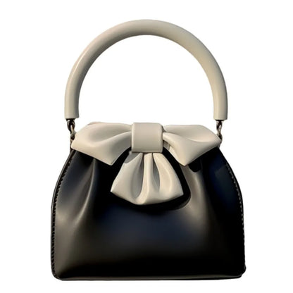 Handbag Textured Small Bag for Women 2026 New Arrival Spring and Summer Style Pleated Satchel Bag Contrast Colorbows Bucket Bag