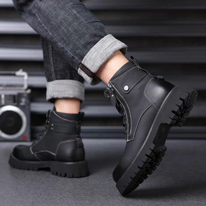 Men's Works Boots Spring Autumn Anti-slip Waterproof Male Sneakers Desert Tactical Boots Outdoor Travel Wear-resistant Man Shoes