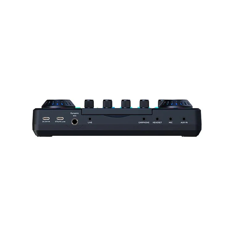 F668 Audio Mixer, Live Sound Card with DJ Mixer Effects & Voice Changer, Sound Board with RGB, Music Recording Equipment