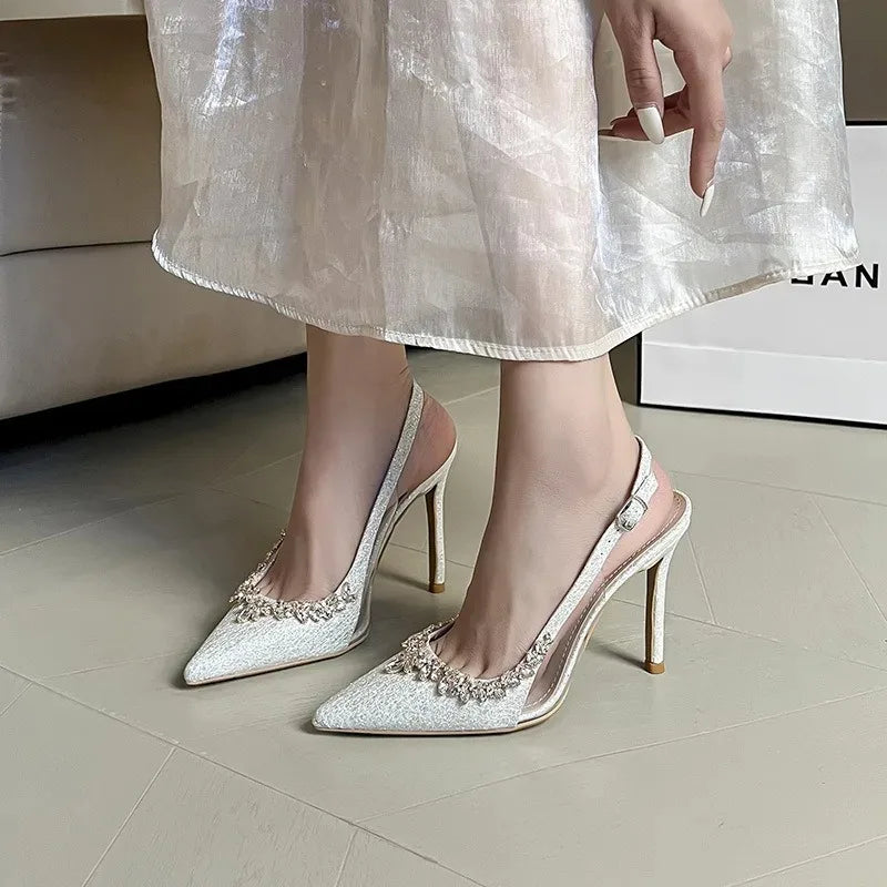 Luxury Designer Women Shoes Exquisite Rhinestone High Heeled Sandals for Woman Elegant French Style Casual Shoes Sandalias Mujer
