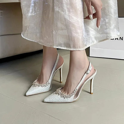 Luxury Designer Women Shoes Exquisite Rhinestone High Heeled Sandals for Woman Elegant French Style Casual Shoes Sandalias Mujer