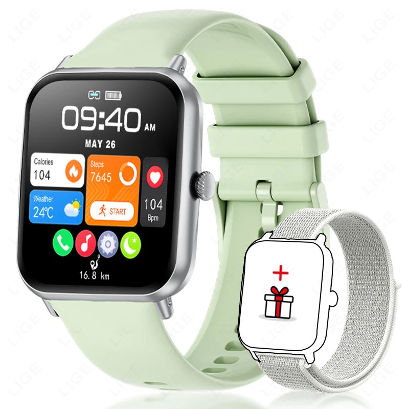LIGE Fashion 1.83" HD Screen Smart Watch Women Bluetooth Call IP68 Waterproof Ladies Watches Daily Health Monitor Smartwatch New