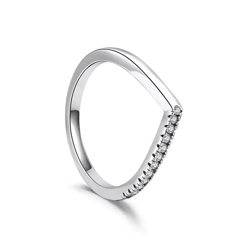 New 925 Sterling Silver Rings Stackable Infinite Silver shining Zircon Ring For Women Wedding Anniversary Birthday Jewelry Gift