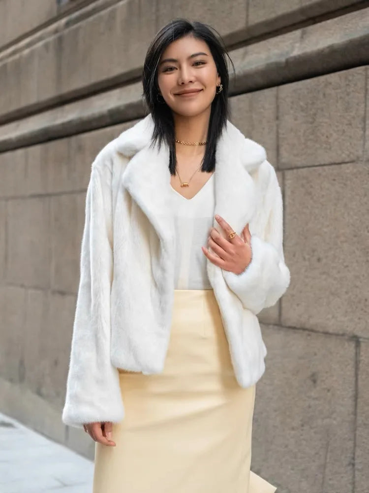 Women's 100% Genuine Mink Fur Jacket Winter Warmth Fashion European Street Style