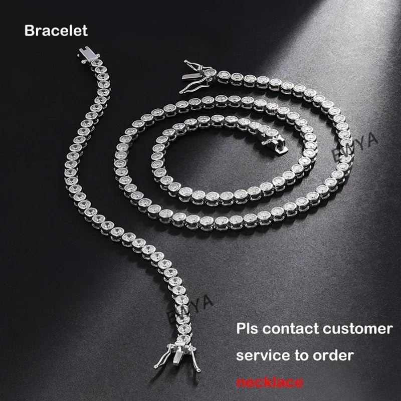 EWYA Sparkling Real Bubble 2/3mm D Color Full Moissanite Tennis Necklace for Women S925 Silver All Diamond Neck Chain Necklaces