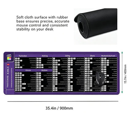 FCPX Video Editing Professional Shortcuts Keys Mouse Pad Natural Rubber 900X400 Table Mousepad Office User Anti Slip Desk Mat