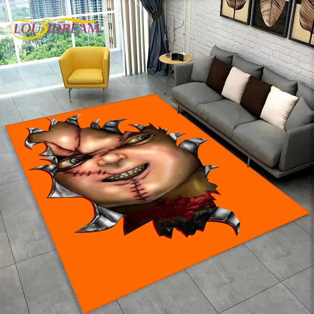Horror Movie Character Chucky Saw Cartoon Area Rug,Carpet Rug for Living Room Bedroom Sofa Doormat Decoration Non-slip Floor Mat