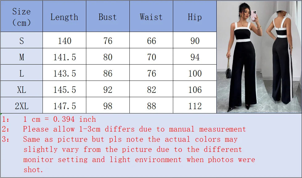 Women's Black White Jumpsuit Square Neck Contrast Trim Ideal for Evening Events Parties Elegant Styles