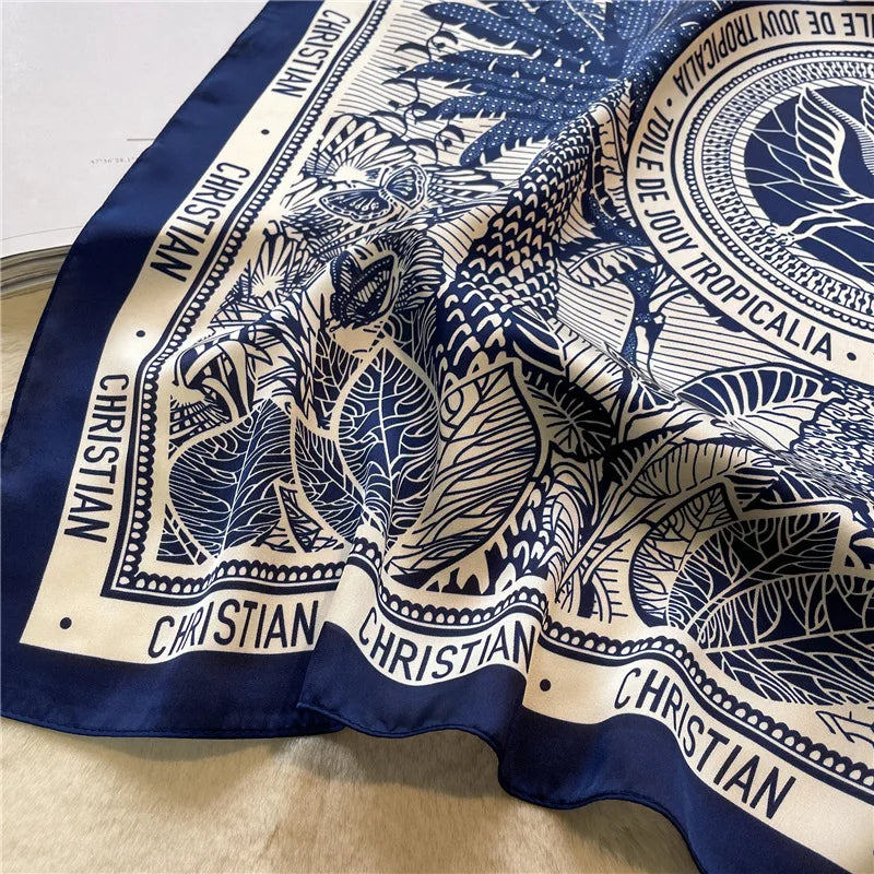 Print 70cm Silk Satin Headkerchief Women Luxury Design Neck Tie Scarf Female Hair Hand Wrist Foulard Shawl Hijab Bandana