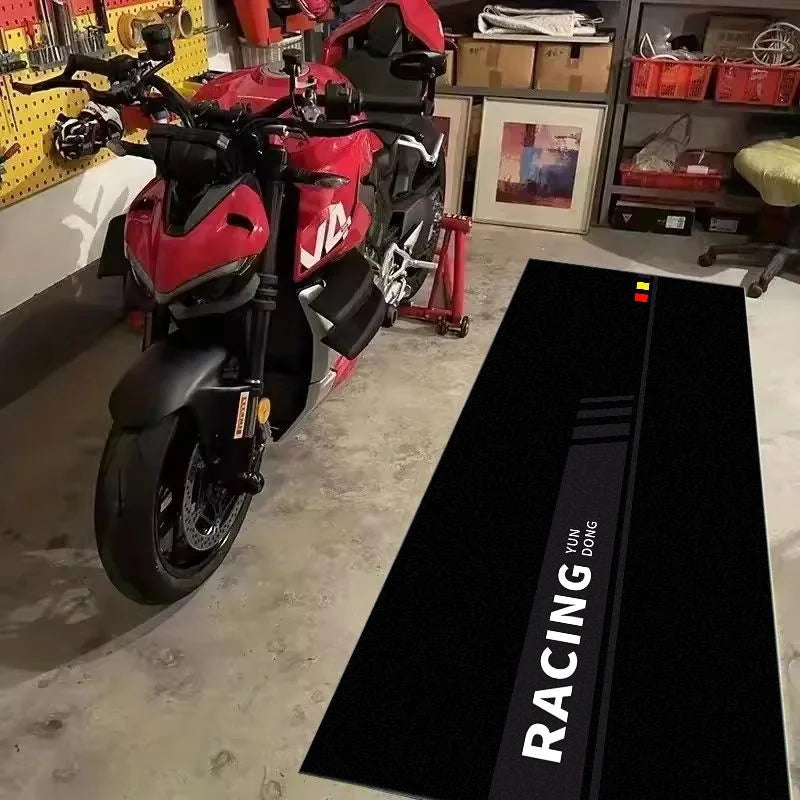 VIKAMA Retro Tire Print Motorcycle Pit Mat Anti Slip Waterproof Oil Resistant Floor Rug For Motorbike Garage Workshop Parking