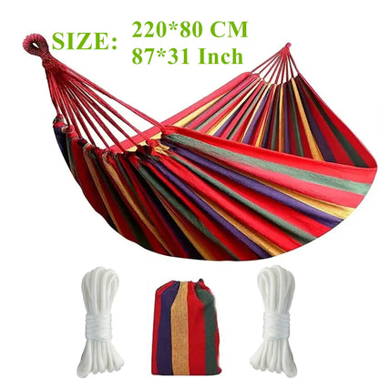Outdoor Camping Canvas Hammock (220X80Cm / 87X32 in), Single-Person Outdoor Hammock with Two 2m Inch Long Straps and Storage Bag, Durable and Easy to Install, Can Support 300 Pounds, Portable Hammock, Ideal for Outdoor/Indoor