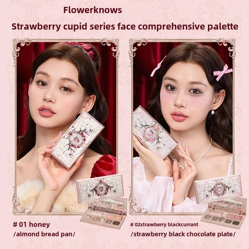 Flower Knows Strawberry Cupid Cosmetics Full Palette Lip Cream Powder Hand Cream 9-piece Set