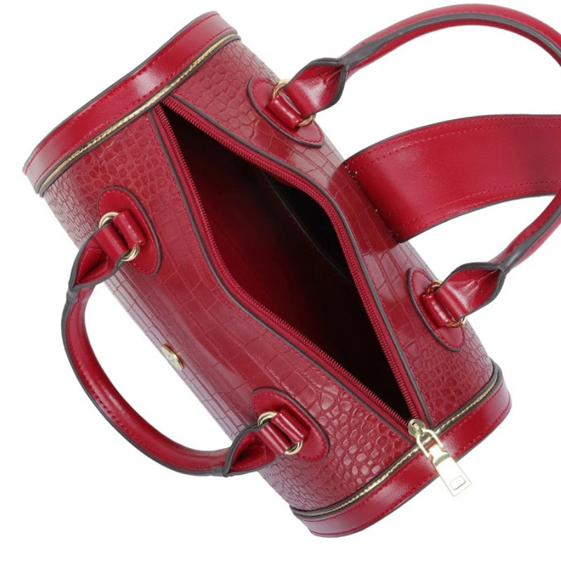 Designer Luxury Boston Bags For Women High Quality Crocodile-embossed Top Handle Bag Fashion Diamonds Letter Decoration Handbag
