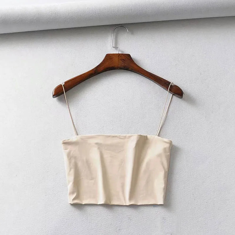 2025 Summer Women's Crop Top Sexy Elastic Cotton Camis sleeveless Short Tank Top Bar