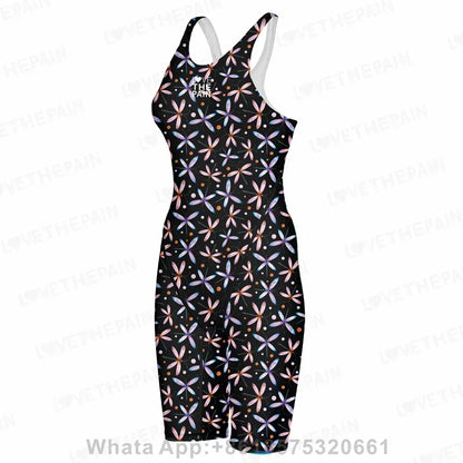 Women Open Back Kneeskin Tech Suit Swimsuit Competition Training Neck to Knee Swimsuit One-piece Jumpsuit Professional Swimsuit